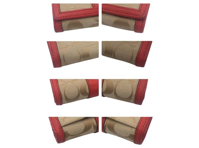 Portafoglio bi-fold in pelle e tela Signature COACH - vista 3