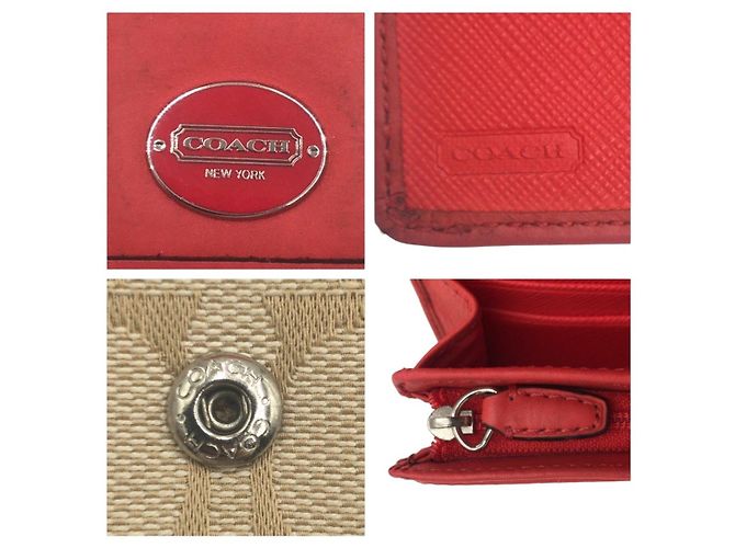 Portafoglio bi-fold in pelle e tela Signature COACH - vista 4