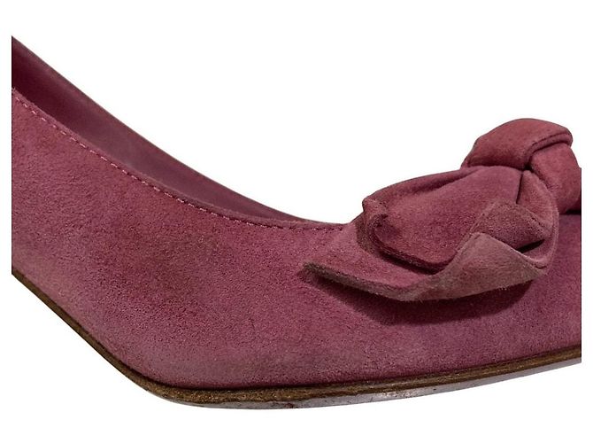 Décolleté a punta in camoscio con nastro Salvatore Ferragamo - vista 10