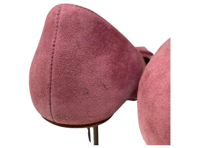 Décolleté a punta in camoscio con nastro Salvatore Ferragamo - vista 12