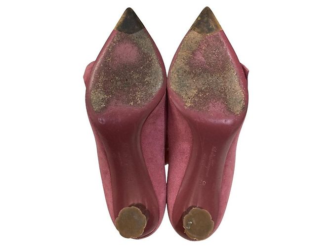 Décolleté a punta in camoscio con nastro Salvatore Ferragamo - vista 17