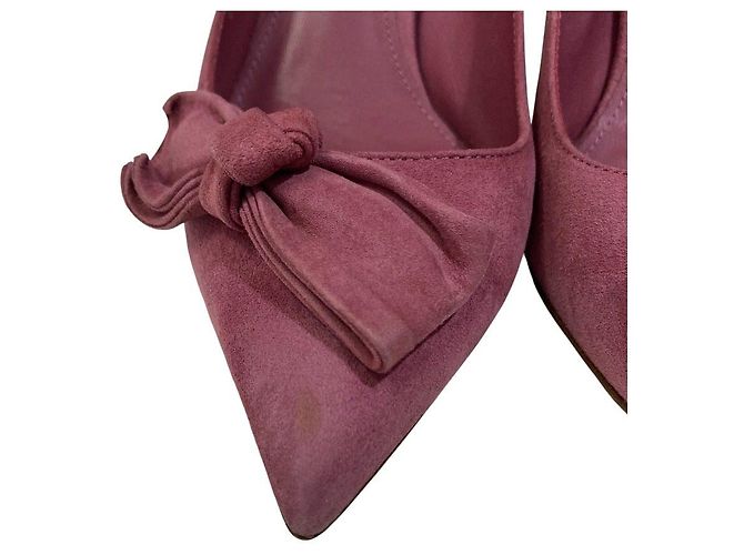 Décolleté a punta in camoscio con nastro Salvatore Ferragamo - vista 3