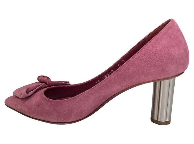 Décolleté a punta in camoscio con nastro Salvatore Ferragamo - vista 7