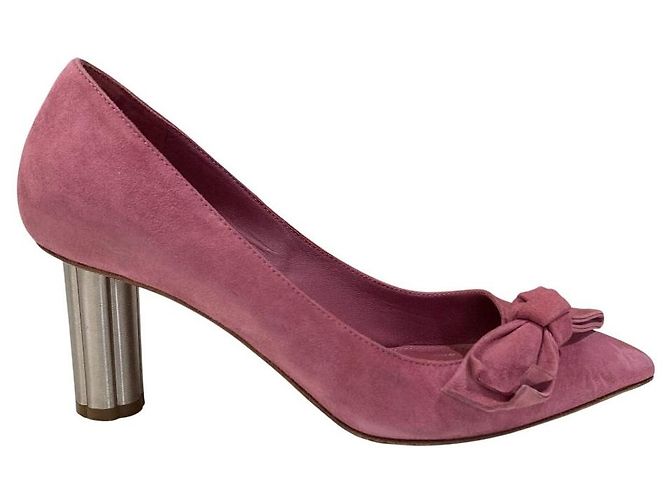 Décolleté a punta in camoscio con nastro Salvatore Ferragamo - vista 9