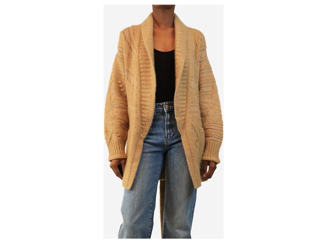 Chanel Grobstrick-Cardigan in Hellbraun - size UK 8 - Ansicht 3