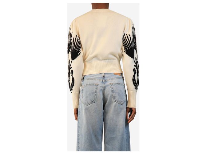 Chanel 'Château des Dames' Métiers D'Art Pre-Fall 2021 Kaschmirpullover in Creme und Schwarz - size UK 8 - Ansicht 2