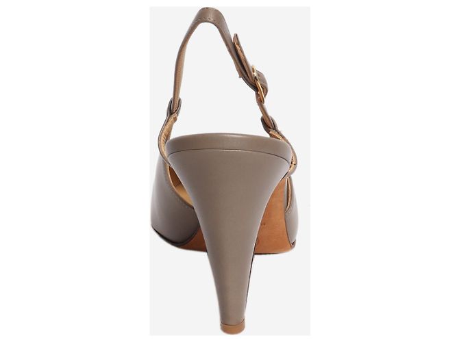 Chanel Taupe leather slingback heels - size EU 38 - view 3
