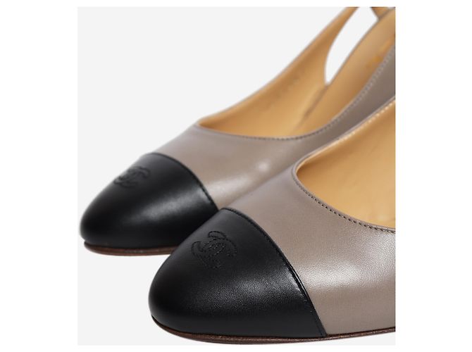 Chanel Taupe leather slingback heels - size EU 38 - view 4