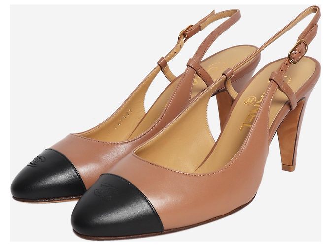 Chanel Zapatos slingback de cuero marrón - size EU 38 - vista 2