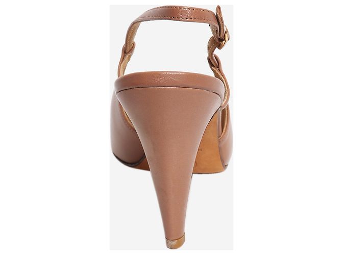 Chanel Zapatos slingback de cuero marrón - size EU 38 - vista 3