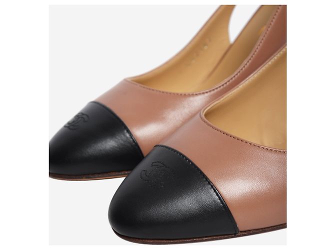 Chanel Zapatos slingback de cuero marrón - size EU 38 - vista 4