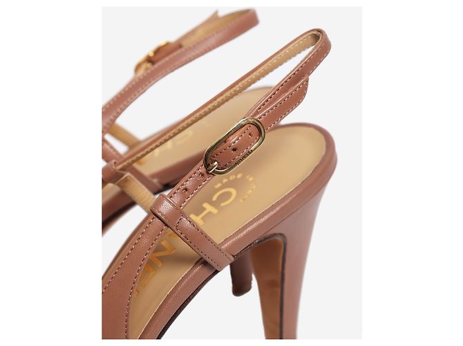 Chanel Zapatos slingback de cuero marrón - size EU 38 - vista 5