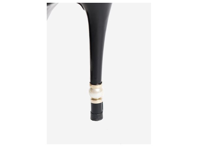 Chanel Offene Pumps aus schwarzem Lackleder mit Perlen-Details - Größe EU 36 - Ansicht 5