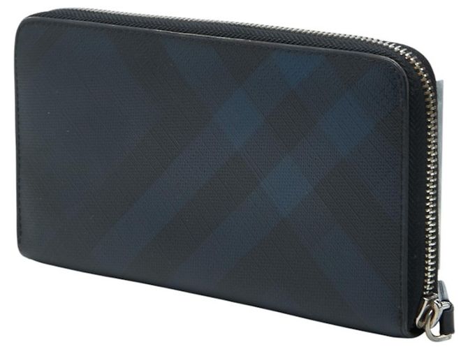 Burberry Navy Shadow Check Round Zip Long Wallet - view 2
