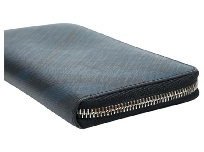 Burberry Navy Shadow Check Round Zip Long Wallet - view 4