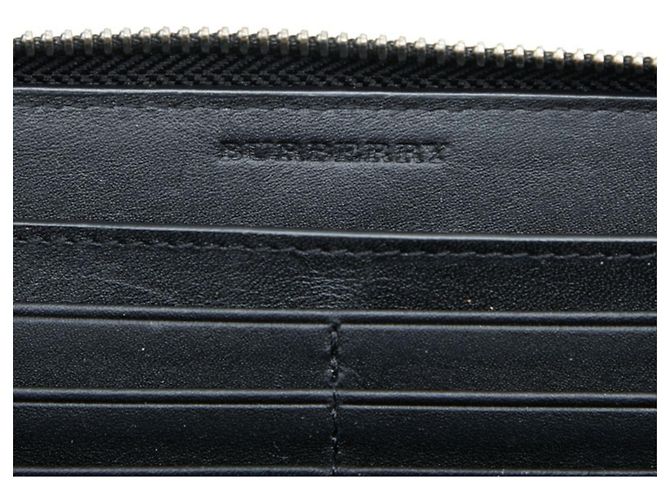 Burberry Navy Shadow Check Round Zip Long Wallet - view 7