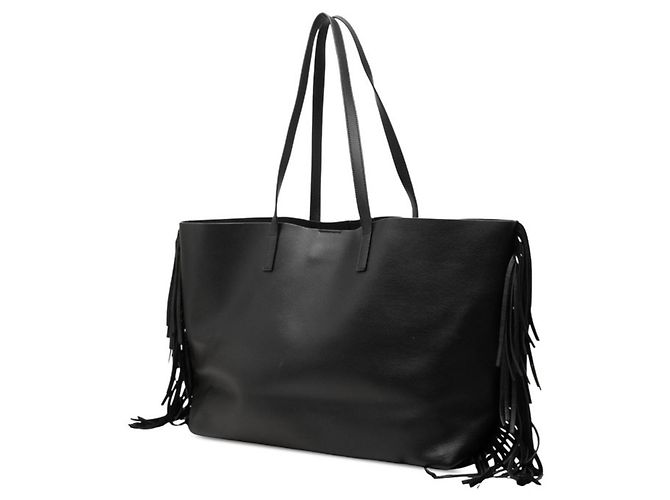 Autre Marque Saint Laurent Shopper aus schwarzem Leder mit Fransen - Ansicht 2