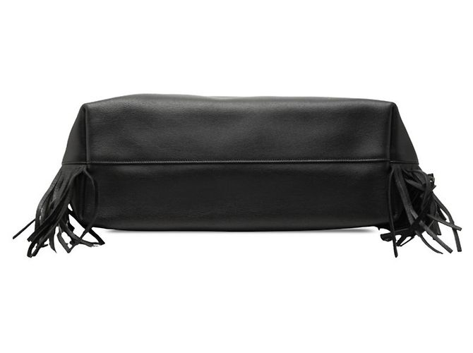 Autre Marque Saint Laurent Shopper aus schwarzem Leder mit Fransen - Ansicht 3