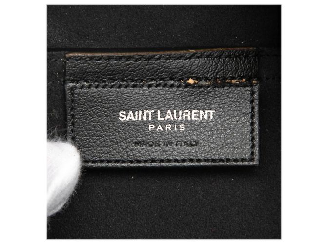 Autre Marque Saint Laurent Shopper aus schwarzem Leder mit Fransen - Ansicht 5
