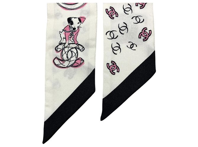 Pañuelo de seda Chanel Coco Mark con estampado de perro - vista 3