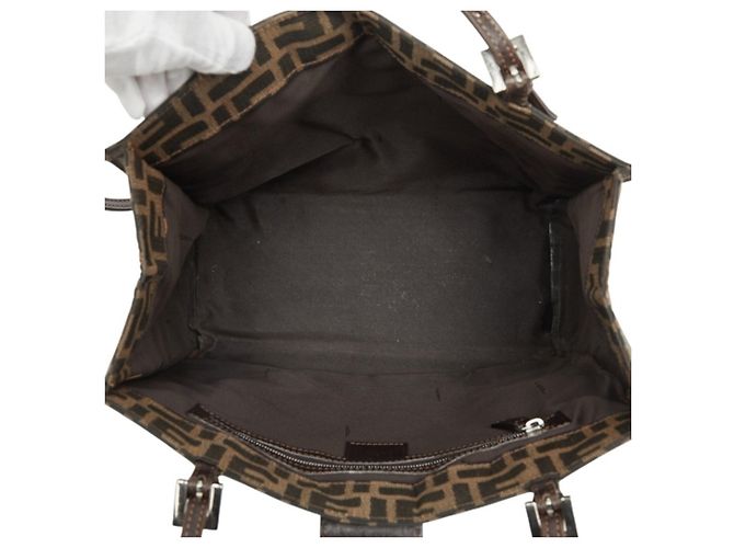 Fendi Zucca Tote Bag Schultertasche aus braunem Canvas und Leder - Ansicht 10