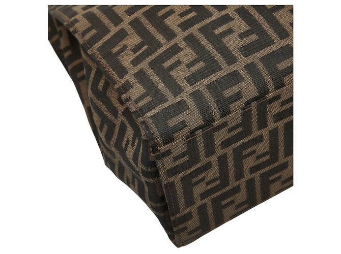 Fendi Zucca Tote Bag Schultertasche aus braunem Canvas und Leder - Ansicht 5