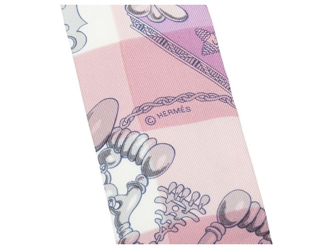Hermès Lenço Twilly Hermes em seda rosa - vista 3