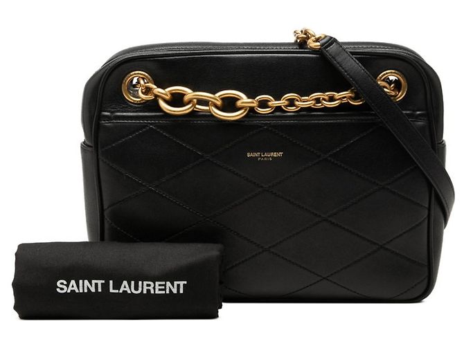 Autre Marque Borsa a tracolla con catena in pelle nera Saint Laurent - vista 7