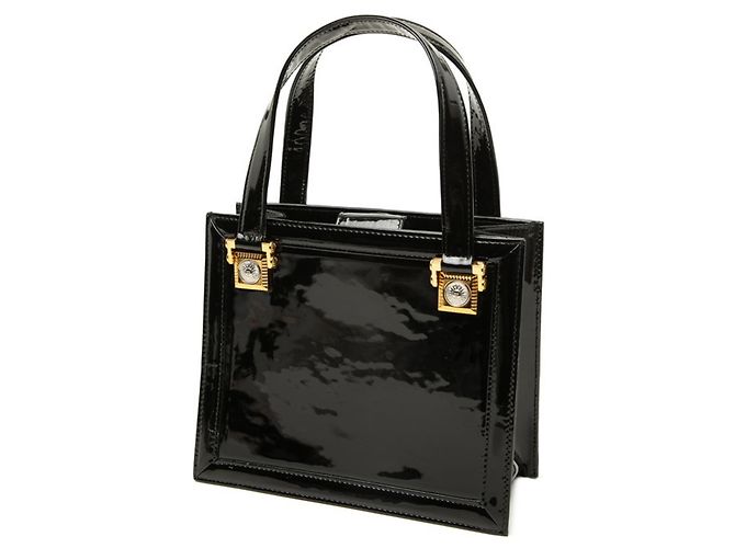 Sac à main Versace en cuir noir - vue 2