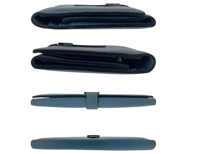 Hermès Cartera larga tri-fold Hermes Bearn en Light Blue - vista 3
