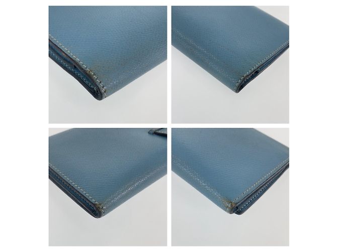 Hermès Cartera larga tri-fold Hermes Bearn en Light Blue - vista 5