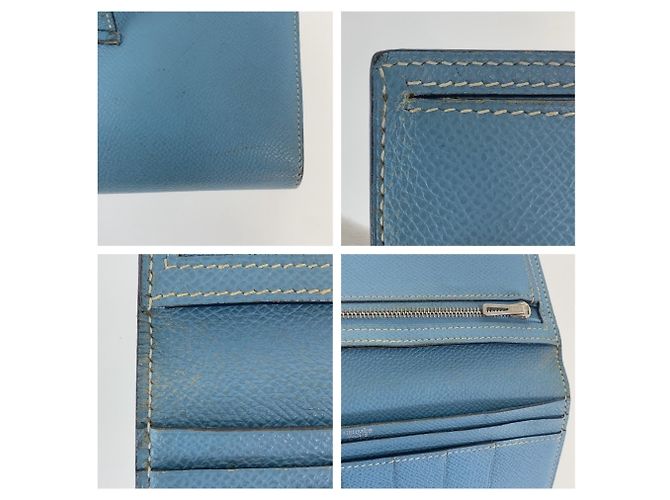 Hermès Cartera larga tri-fold Hermes Bearn en Light Blue - vista 6