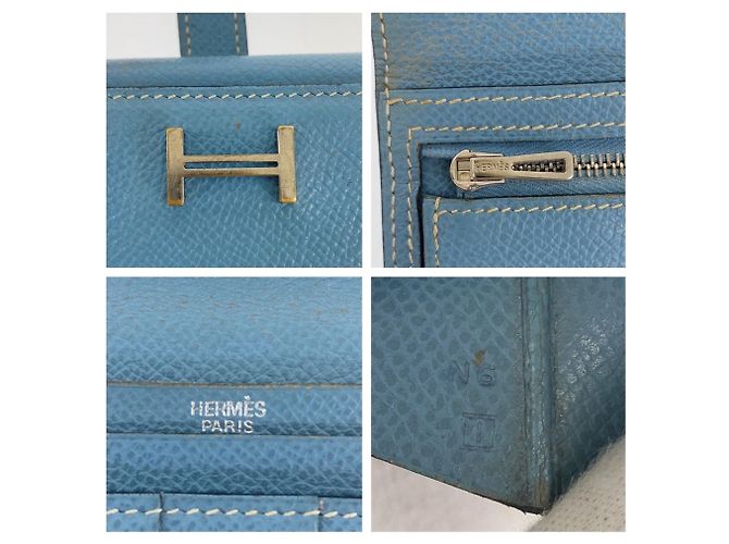 Hermès Cartera larga tri-fold Hermes Bearn en Light Blue - vista 7