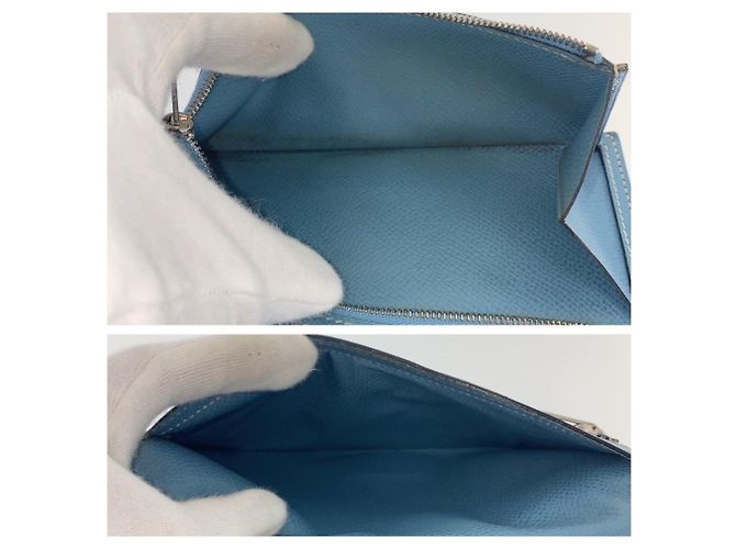 Hermès Cartera larga tri-fold Hermes Bearn en Light Blue - vista 9