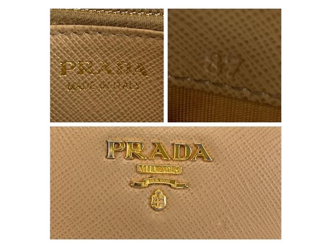Carteira Longa Prada Saffiano em couro bege - vista 5