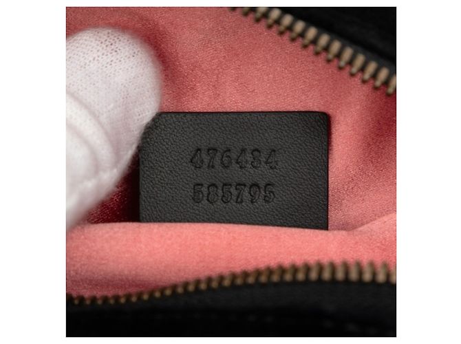 Borsa Sling Gucci GG Marmont in pelle nera e velluto - vista 6