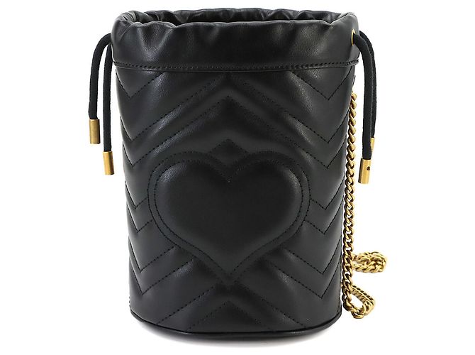 Borsa a secchiello mini con catena Gucci GG Marmont - vista 3