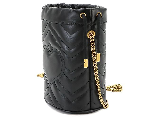 Borsa a secchiello mini con catena Gucci GG Marmont - vista 4