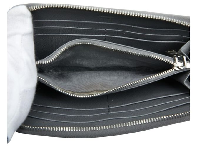 Prada Gray Saffiano Leather Coin Purse - view 7