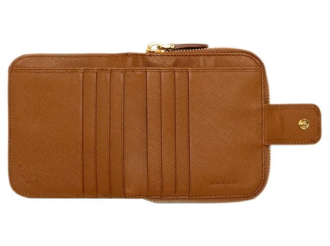 Carteira bi-fold Prada em couro Brown Camel - vista 4