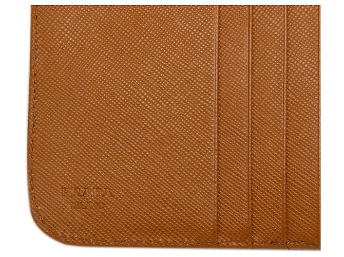 Carteira bi-fold Prada em couro Brown Camel - vista 6