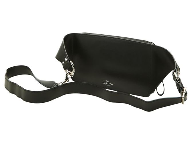 Borsa a tracolla in pelle nera Valentino VLTN Logo - vista 2