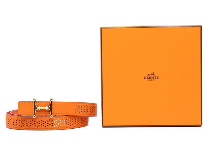Hermès Cinto Hermes Mall H em Orange/Red - vista 7