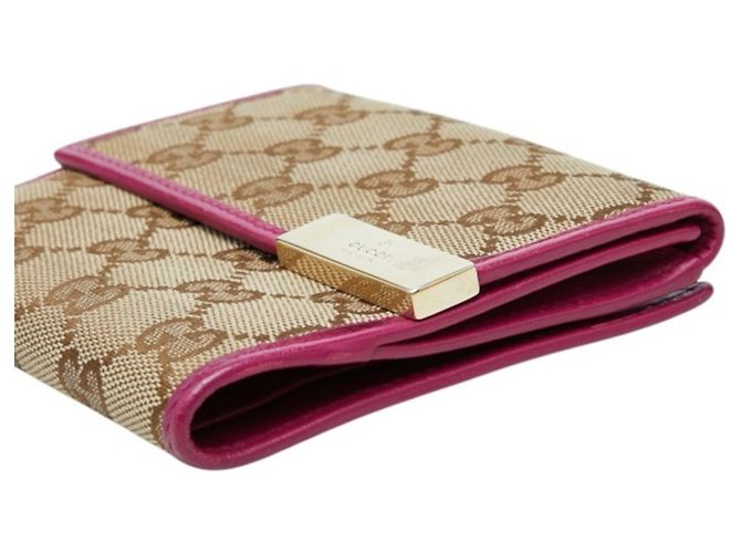 Cartera bi-fold Gucci GG Canvas con placa de metal - vista 4