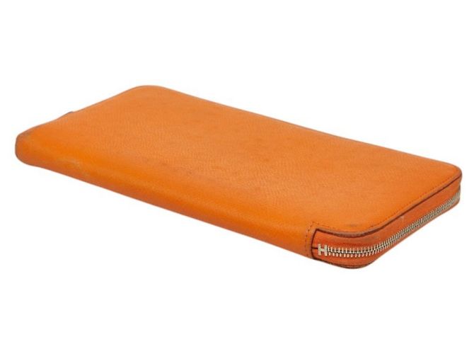 Hermès Hermes Azap Silk Long Wallet in Orange and Silver Leather - view 4