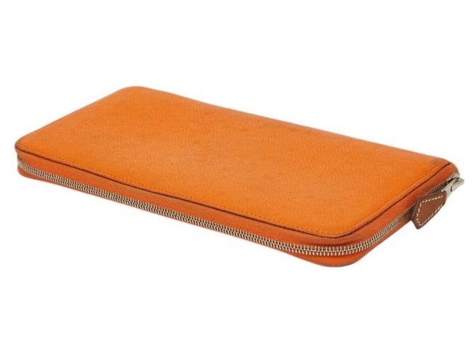 Hermès Hermes Azap Silk Long Wallet in Orange and Silver Leather - view 5