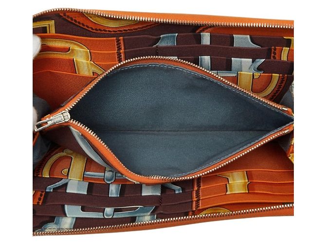 Hermès Hermes Azap Silk Long Wallet in Orange and Silver Leather - view 6