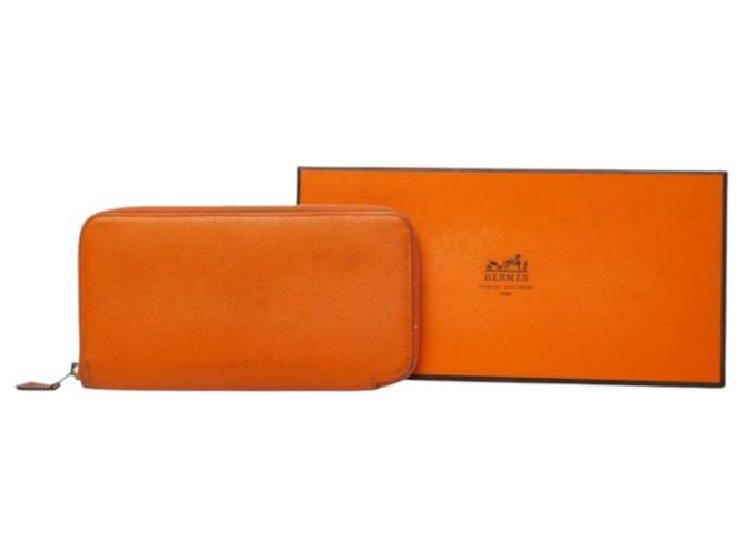 Hermès Hermes Azap Silk Long Wallet in Orange and Silver Leather - view 9