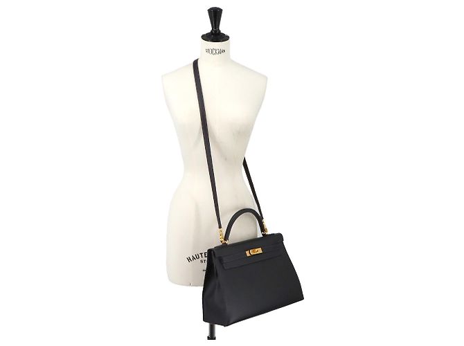 Hermès Borsa Hermes Kelly 32 in pelle Epsom nera - vista 11