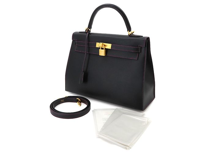 Hermès Borsa Hermes Kelly 32 in pelle Epsom nera - vista 3